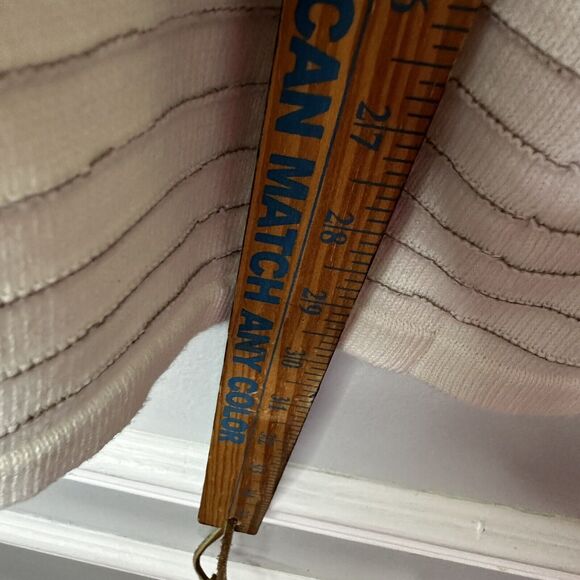 Chico's Cardigan Sweater 2 Striped Long Preppy Large Tan White Open Front - Picture 5 of 6